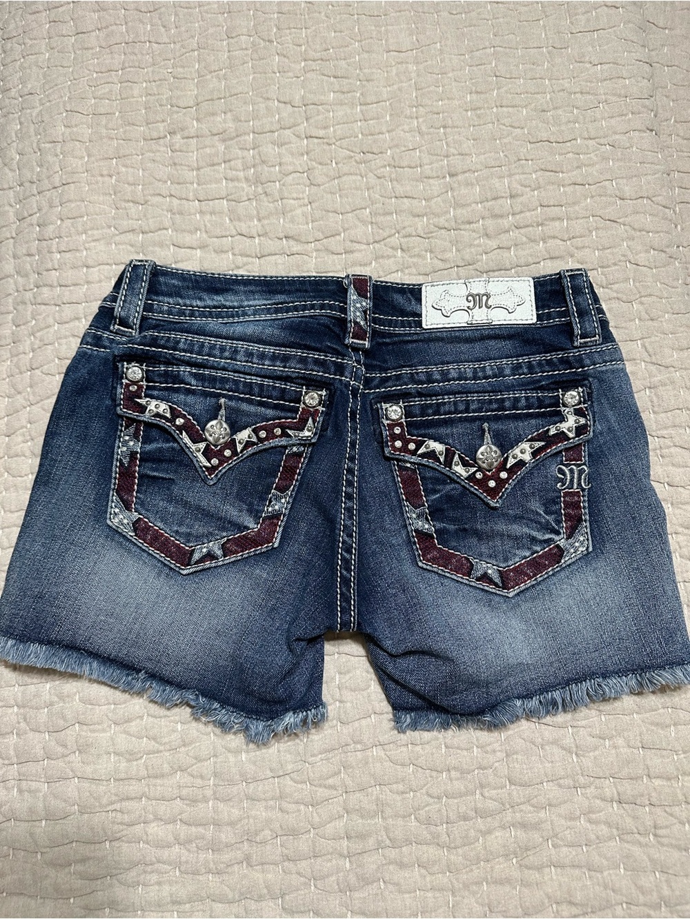 Miss Me  Denim Shorts with Bling  and Stars. Perfect for the 4th of July! 🇺🇸